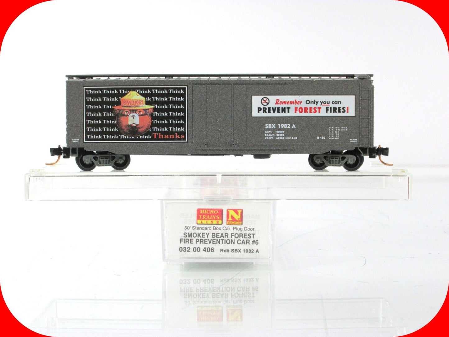N Scale **SMOKEY BEAR** Fire Prevention Car 6, SBX 1982A - Micro Trains 03200406