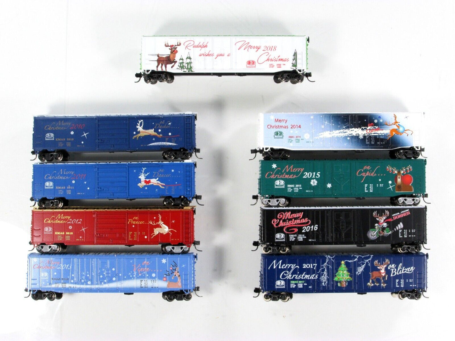 N Scale ***SANTA'S REINDEER*** Complete 9 Box Car Set - Con-Cor, MTL Cplrs *RARE