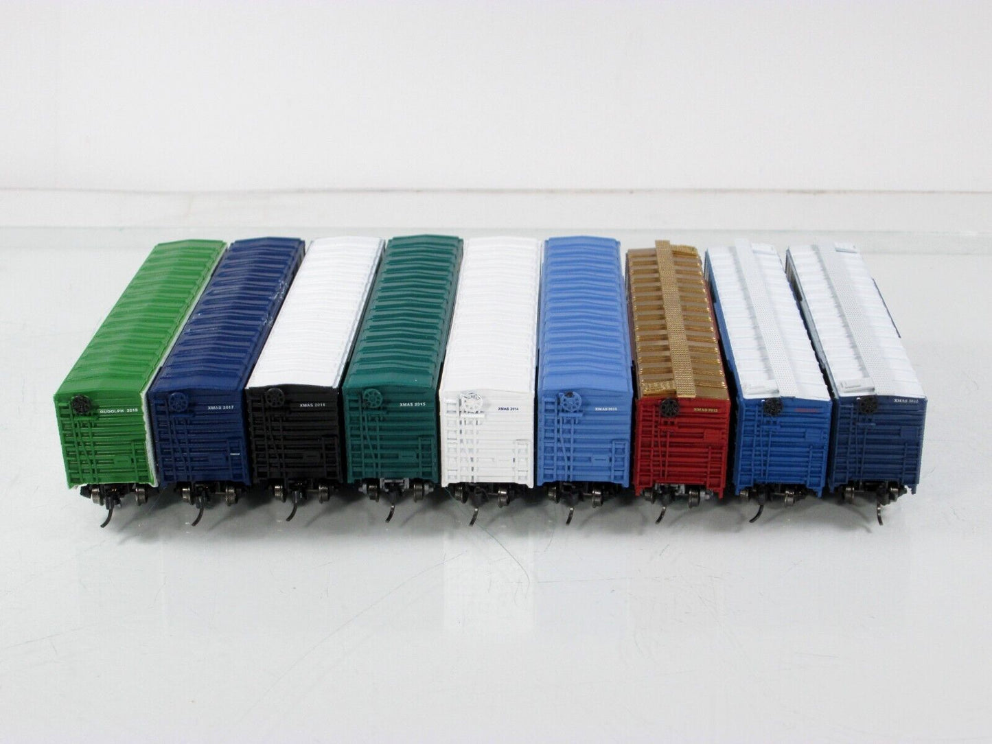 N Scale ***SANTA'S REINDEER*** Complete 9 Box Car Set - Con-Cor, MTL Cplrs *RARE
