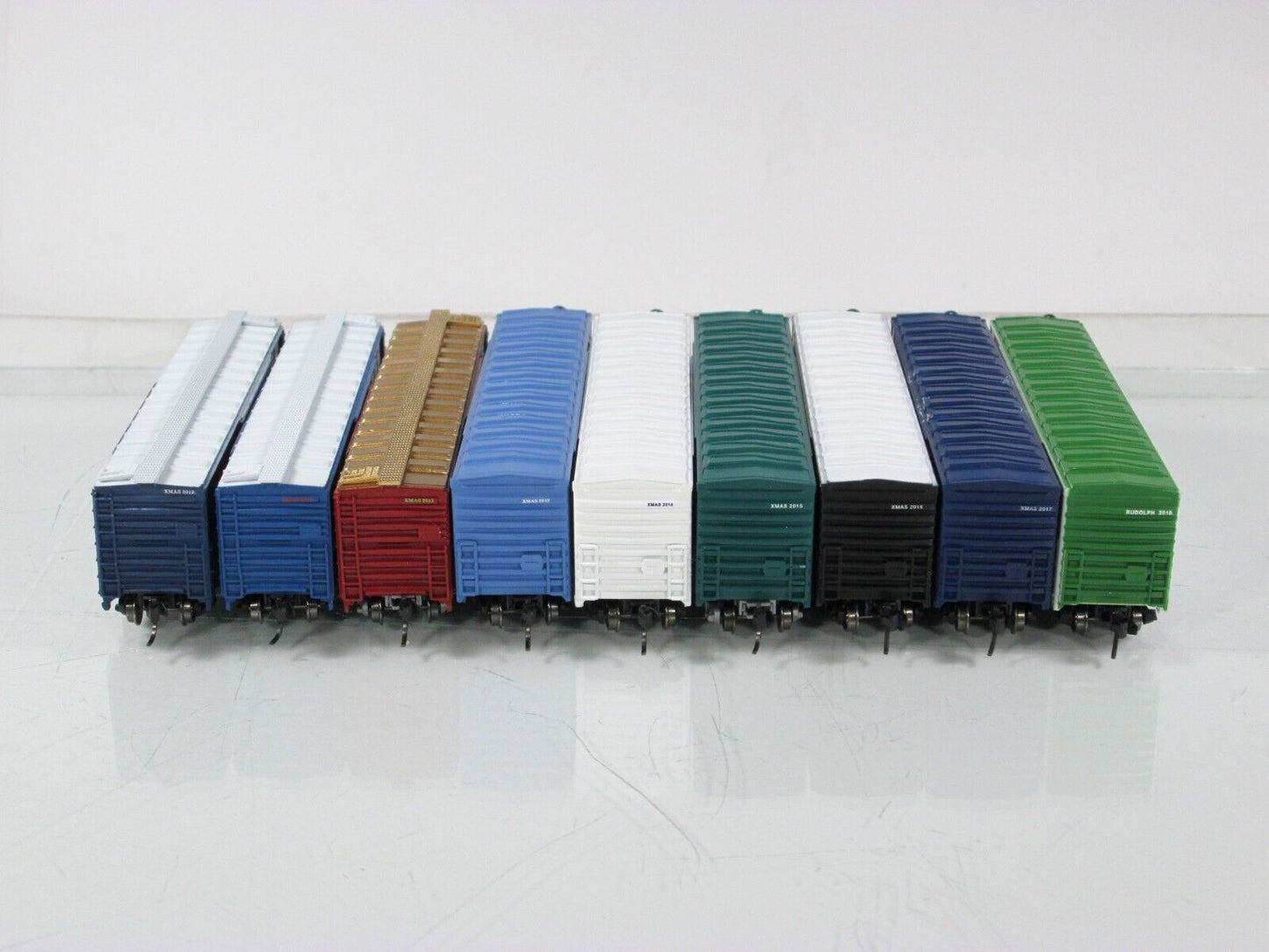 N Scale ***SANTA'S REINDEER*** Complete 9 Box Car Set - Con-Cor, MTL Cplrs *RARE
