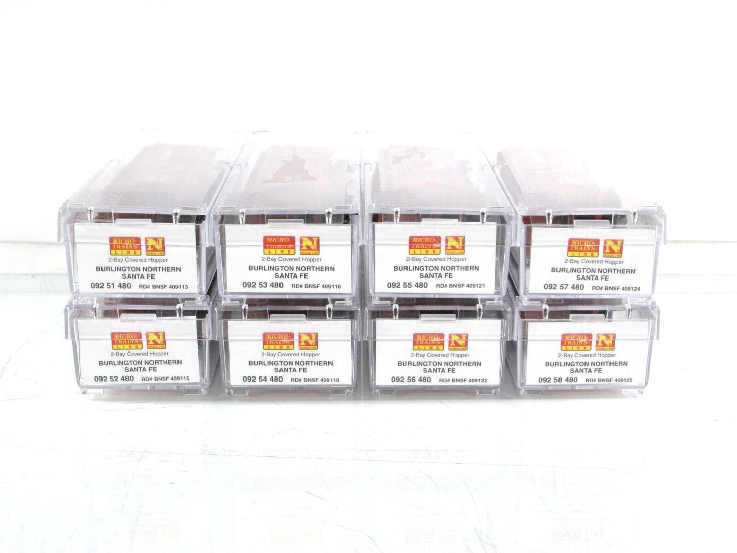 N Scale ***BNSF*** 2-Bay Covered Hopper 8-Pack Set ------- Micro Trains 99300819