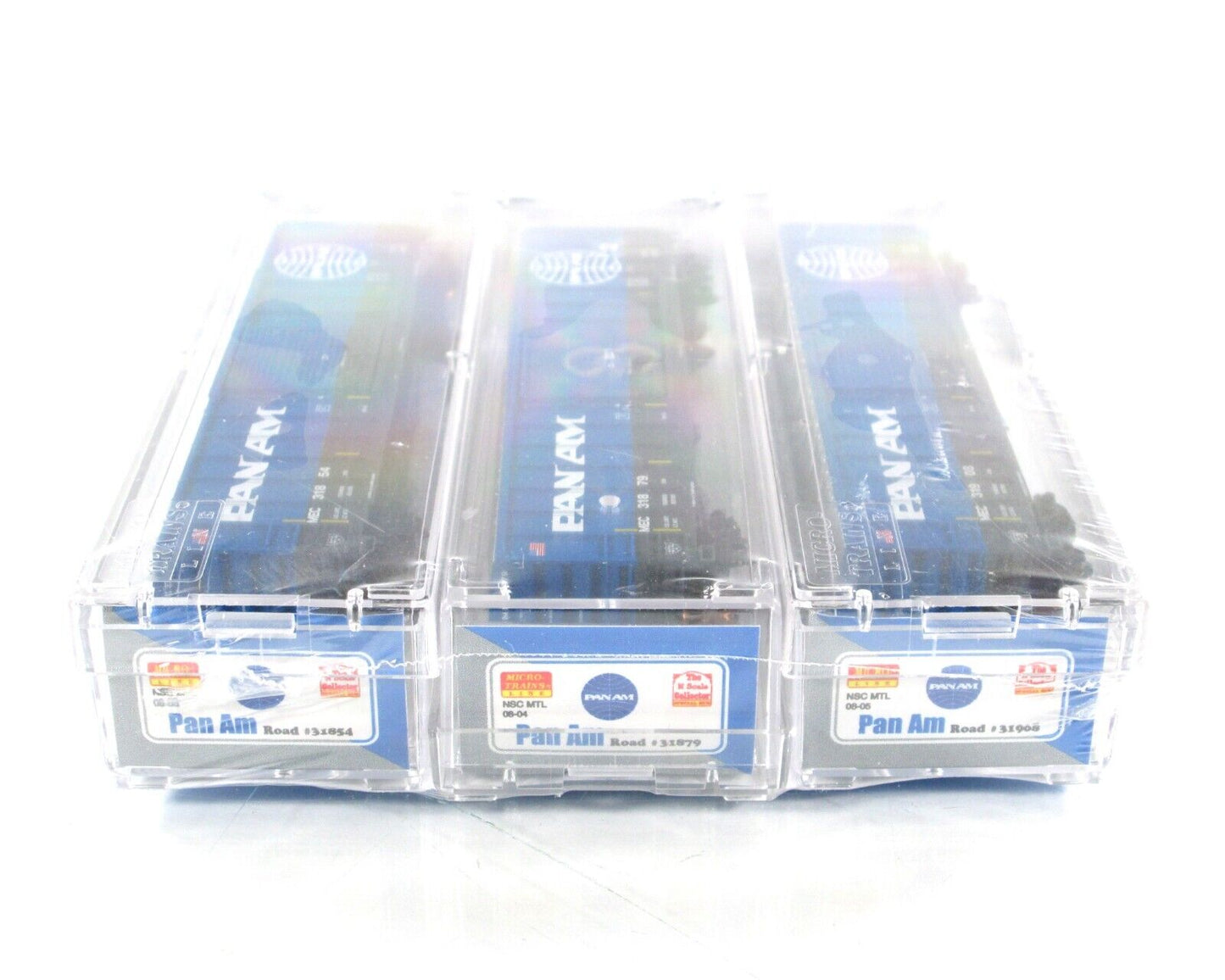 N Scale ***PAN AM RAILWAYS** 50' Box Car 3-Pack - Micro Trains Special Run *RARE