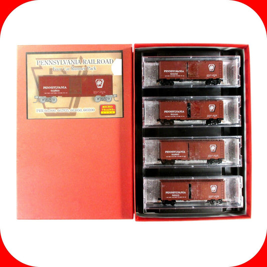 N Scale ***PENNSYLVANIA*** 40' Box Car Runner 4-Pack #1 -- Micro Trains 99300001