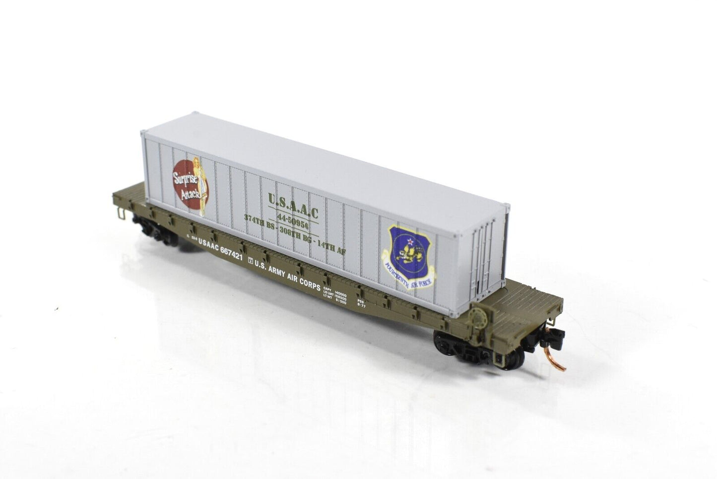 N Scale *ARMY USAAC Flat Car, SURPRISE ATTACK* Container - Micro-Trains 04500507