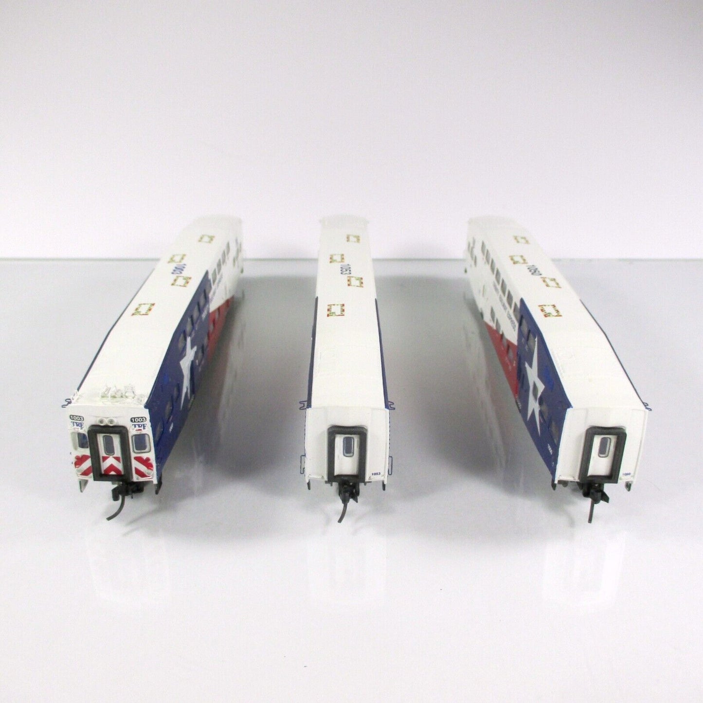 N Scale ***TRINITY RAILWAY EXPRESS*** TRE Bombardier 3-Set - Athearn 10166 *RARE