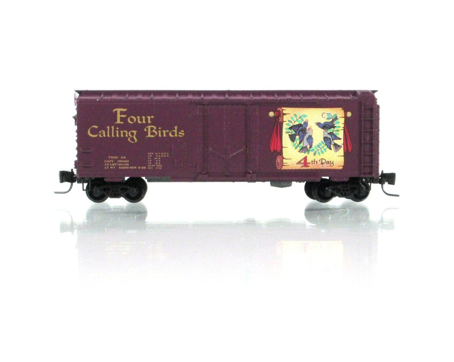 Z Scale **FOUR CALLING BIRDS** 12 Days Christmas Box Car - Micro Trains 50200340