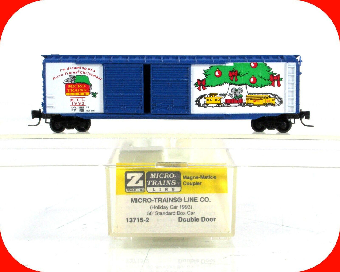 Z Scale ***MERRY CHRISTMAS 1993** 50' Double Door Box Car - Micro Trains 13715-2