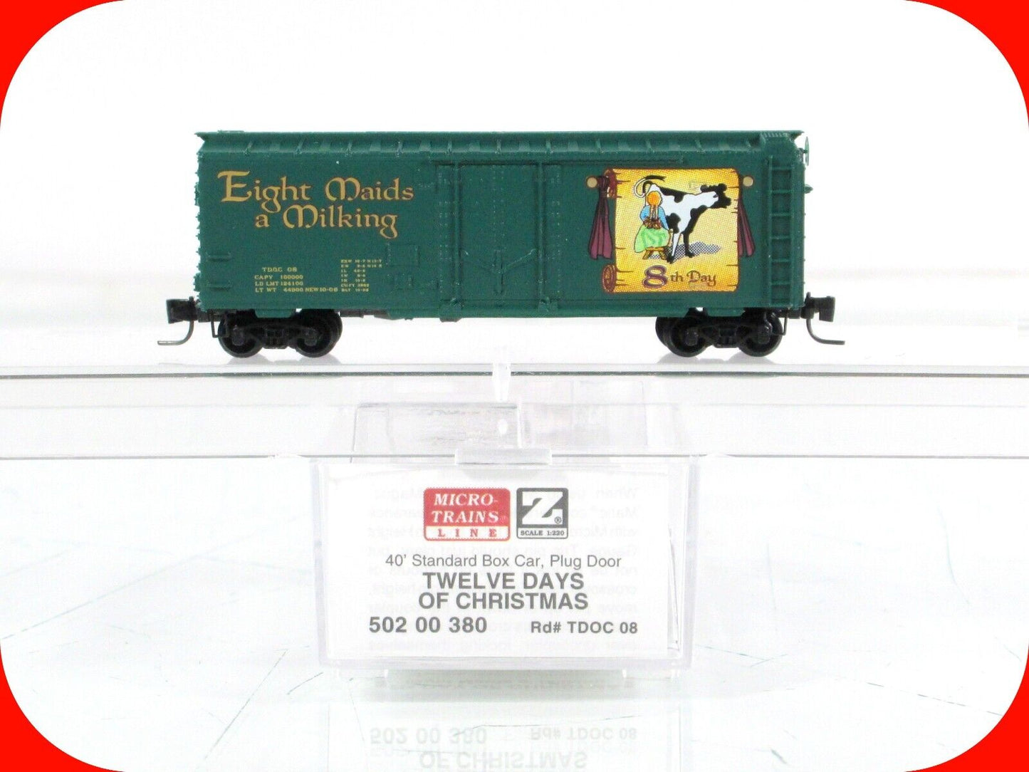 Z Scale **EIGHT MAIDS MILKING** 12 Days Christmas Box Car -Micro Trains 50200380