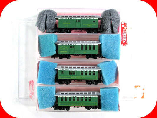 N Scale CPRR Central Pacific OVERTON Old time Passenger 4-Car Set -by Roundhouse