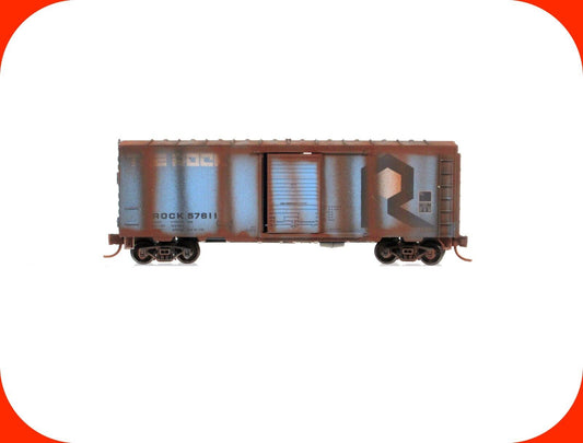 N Scale ***ROCK ISLAND*** Weathered 40' Box Car #57611 --- Micro Trains 07344020