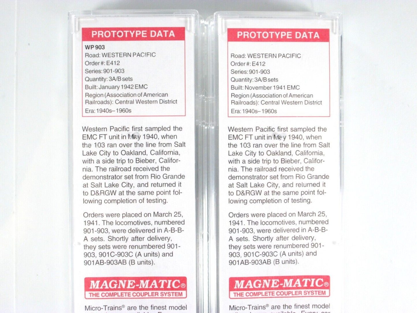 N Scale **WESTERN PACIFIC** EMD FT A/B Set #903 - Micro Trains 99200072 -DCC Rdy