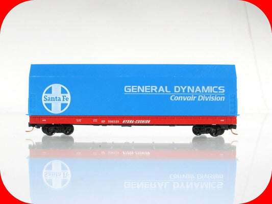 N Scale GENERAL DYNAMICS Santa Fe Aircraft Skybox on Flat Car - SP 598329 -- LBF
