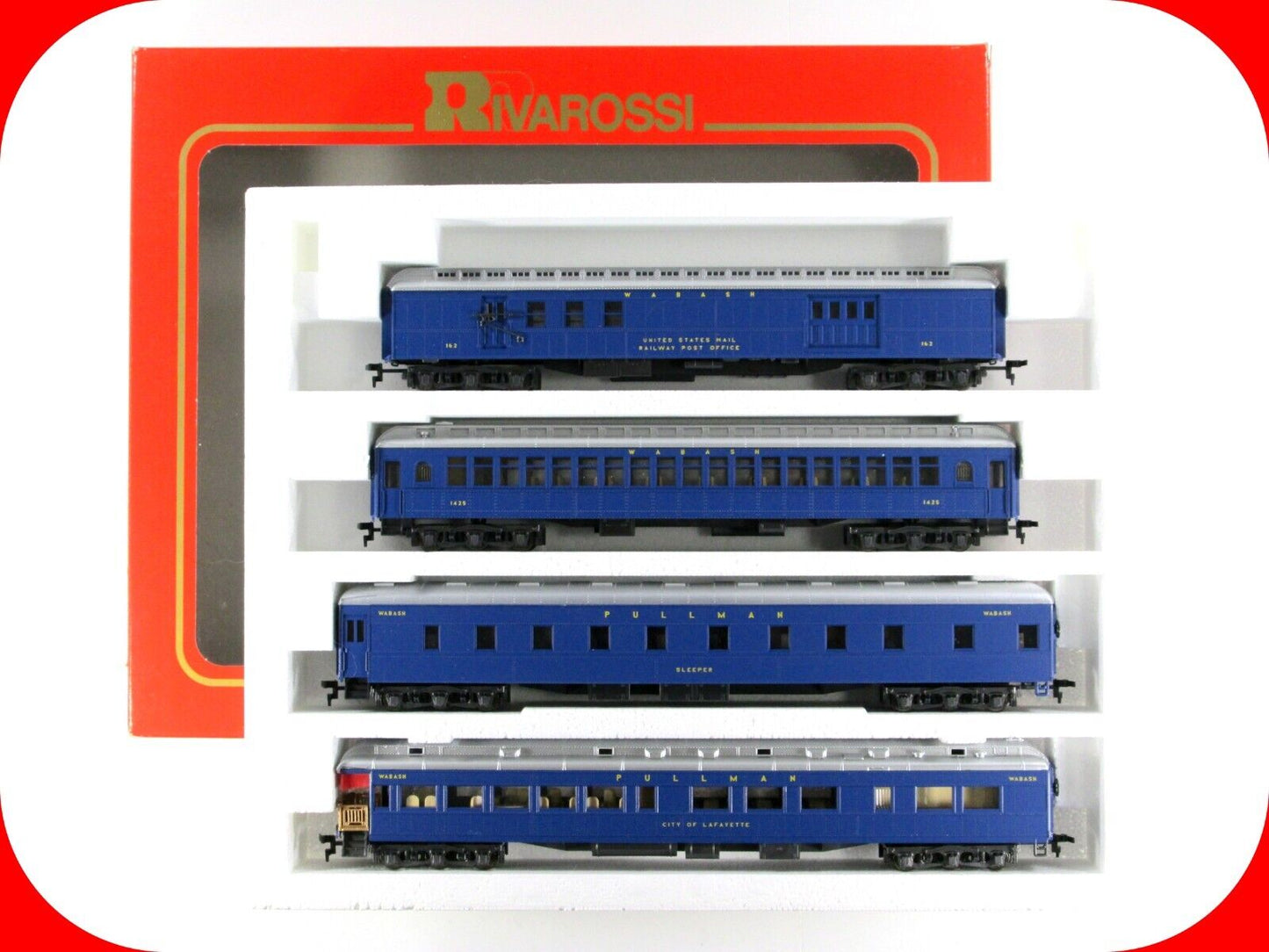 HO Scale **WABASH** 1920s Heavyweight Passenger Car 4-Pack Set B -Rivarossi 6885