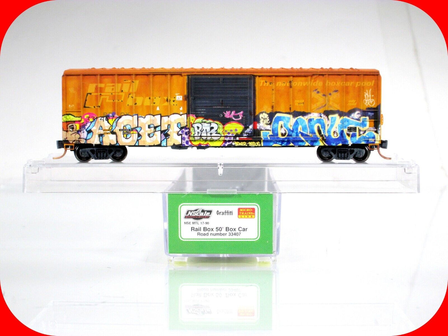 N Scale **RAILBOX GRAFFITI** Box Car #33407 - Micro Trains NSE MTL 17-90 *RARE*