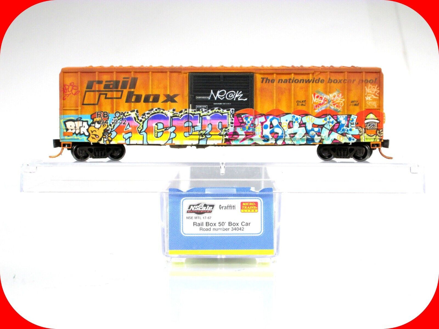 N Scale **RAILBOX GRAFFITI** Box Car #34042 - Micro Trains NSE MTL 17-67 *RARE*