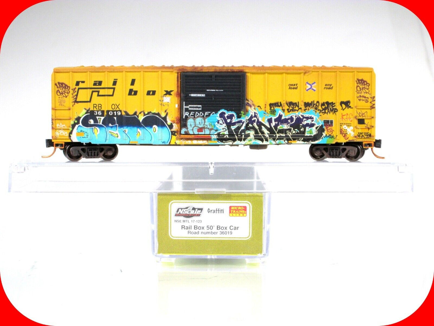 N Scale **RAILBOX GRAFFITI** Box Car #36019 - Micro Trains NSE MTL 17-123 *RARE*