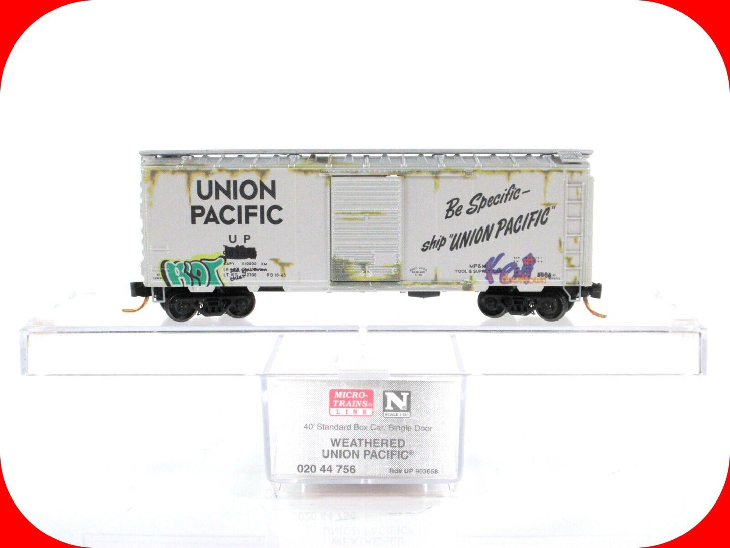 N Scale UNION PACIFIC Weathered, Graffiti Box Car #903658 -Micro Trains 02044756