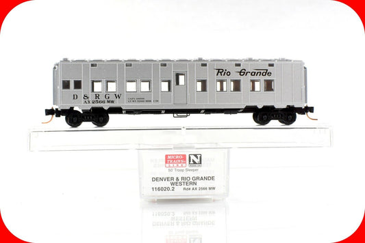 N Scale ***RIO GRANDE*** MoW Troop Sleeper Car #AX-2566 -- Micro Trains 116020.2