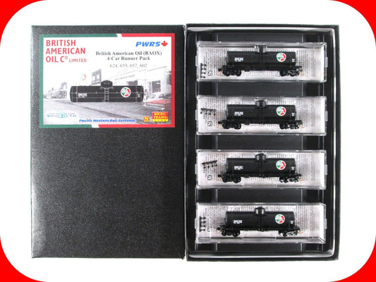 N Scale **BRITISH AMERICAN OIL** Tanker 4-Set - Micro Trains, PWRS Special *RARE