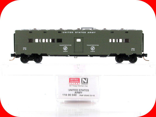 N Scale WWII ***TROOP KITCHEN, SECURITY CAR*** USAX G-10 - Micro Trains 11800040