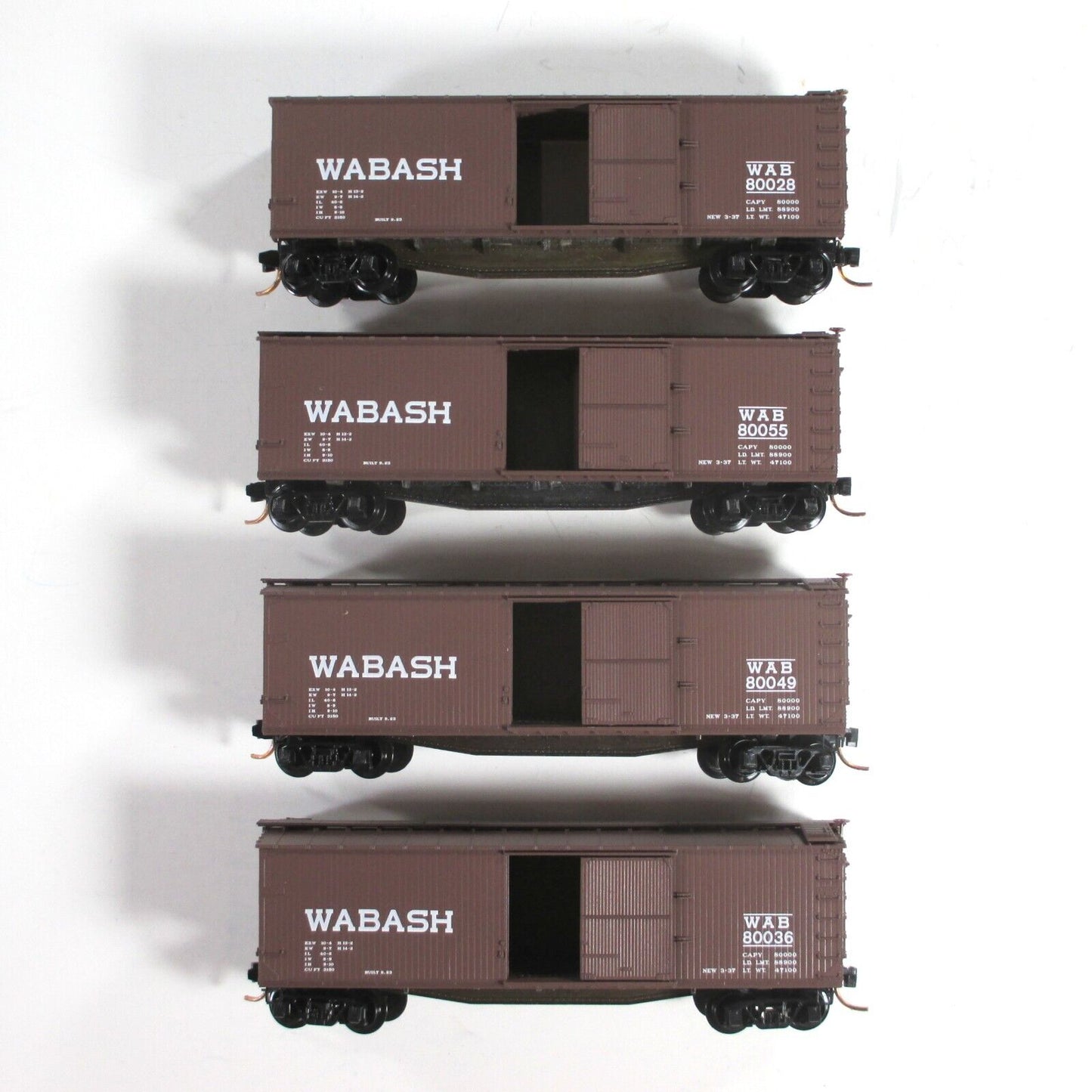 N Scale ***WABASH*** 40' Box Car Runner 4-Pack Set #6  --- Micro Trains 99300006