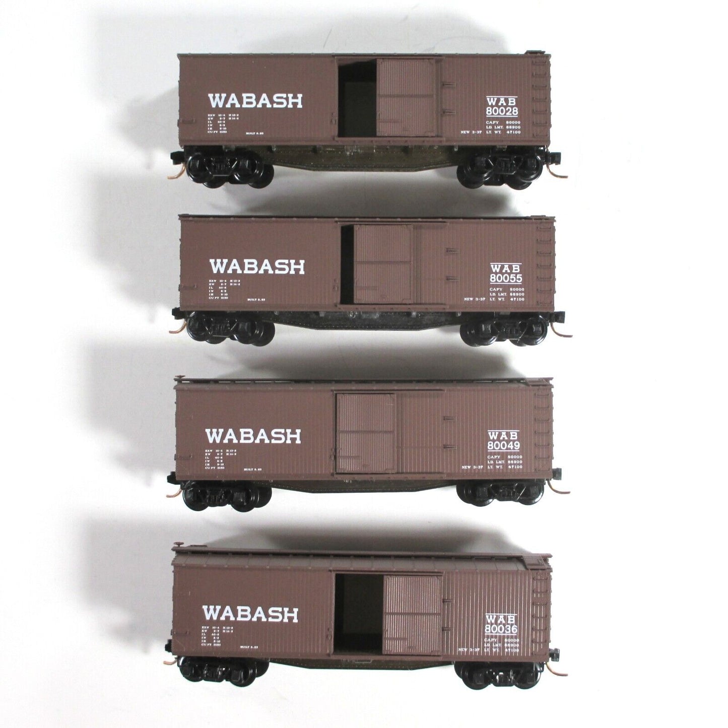 N Scale ***WABASH*** 40' Box Car Runner 4-Pack Set #6  --- Micro Trains 99300006