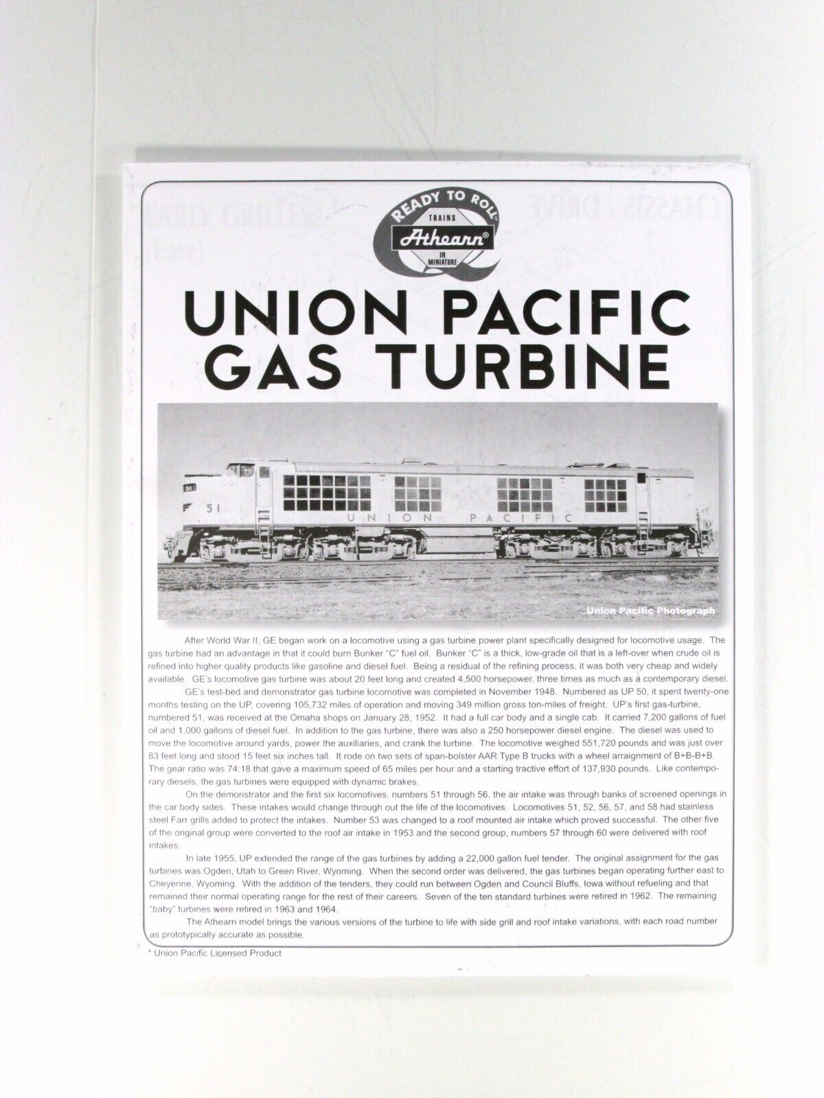 HO Scale ***UNION PACIFIC*** Gas Turbine Locomotive #60 - Athearn 88662, DCC Rdy