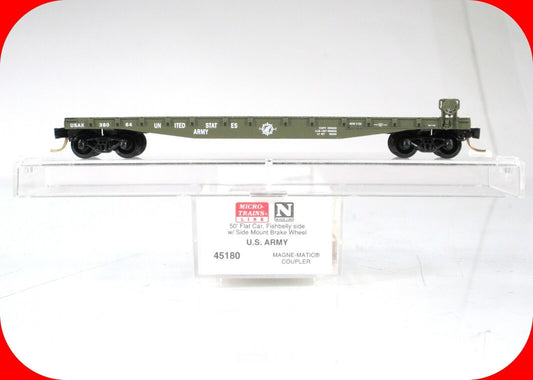 N Scale ***UNITED STATES ARMY*** 50' Flat Car, USAX 38064 --- Micro Trains 45180