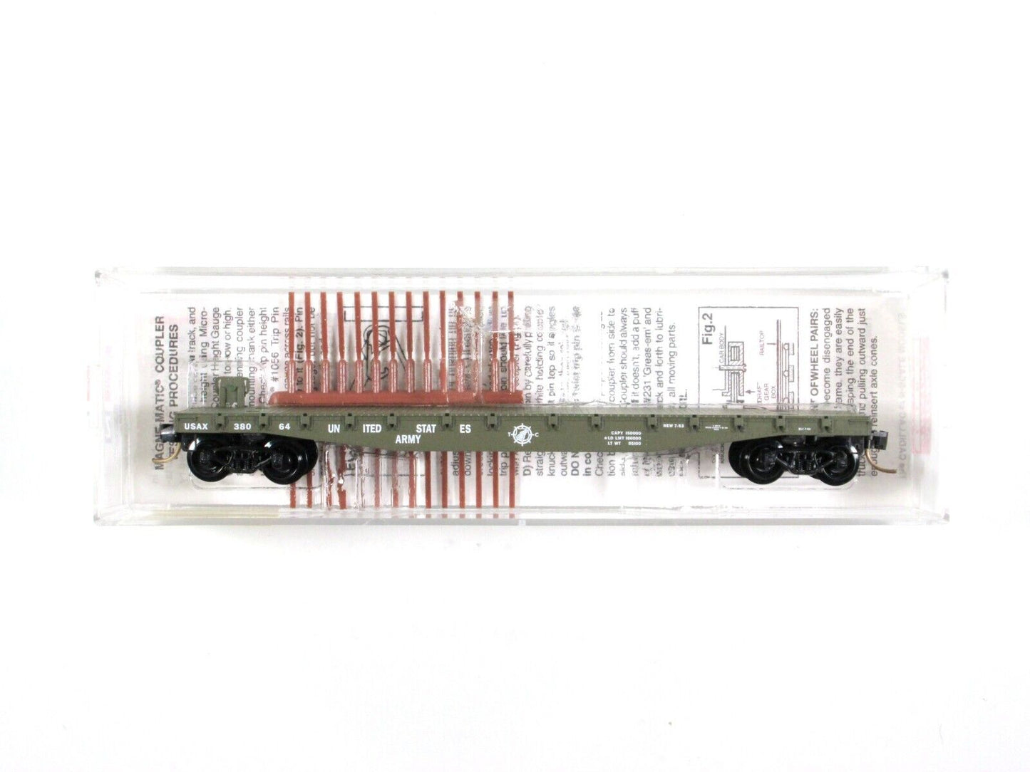 N Scale ***UNITED STATES ARMY*** 50' Flat Car, USAX 38064 --- Micro Trains 45180