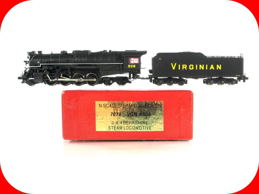 N Scale ***VIRGINIAN*** 2-8-4 Berkshire Steam Locomotive #508 --- Life-Like 7878