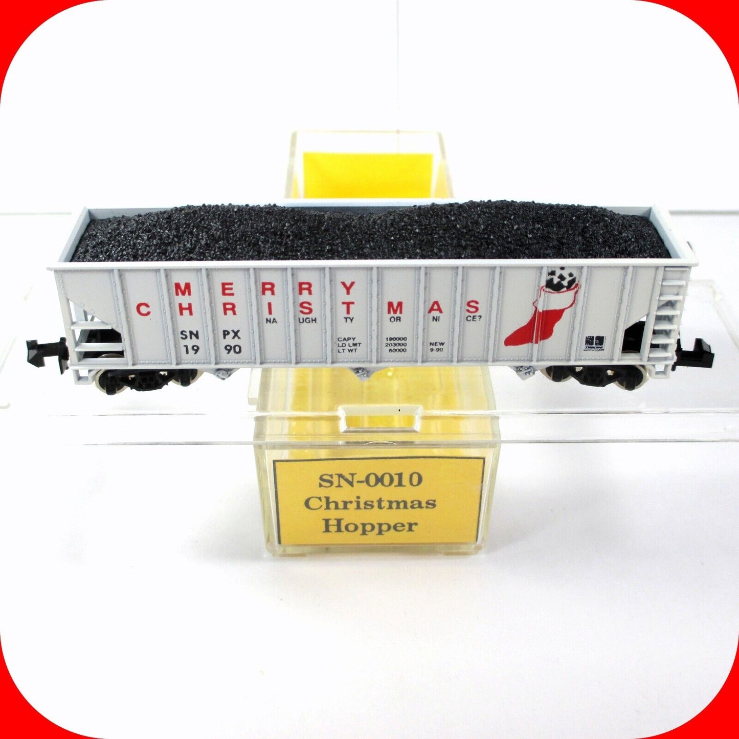 N Scale MERRY CHRISTMAS 3-Bay Coal Hopper - SNPX 1990 - Atlas / Squeak N **RARE*