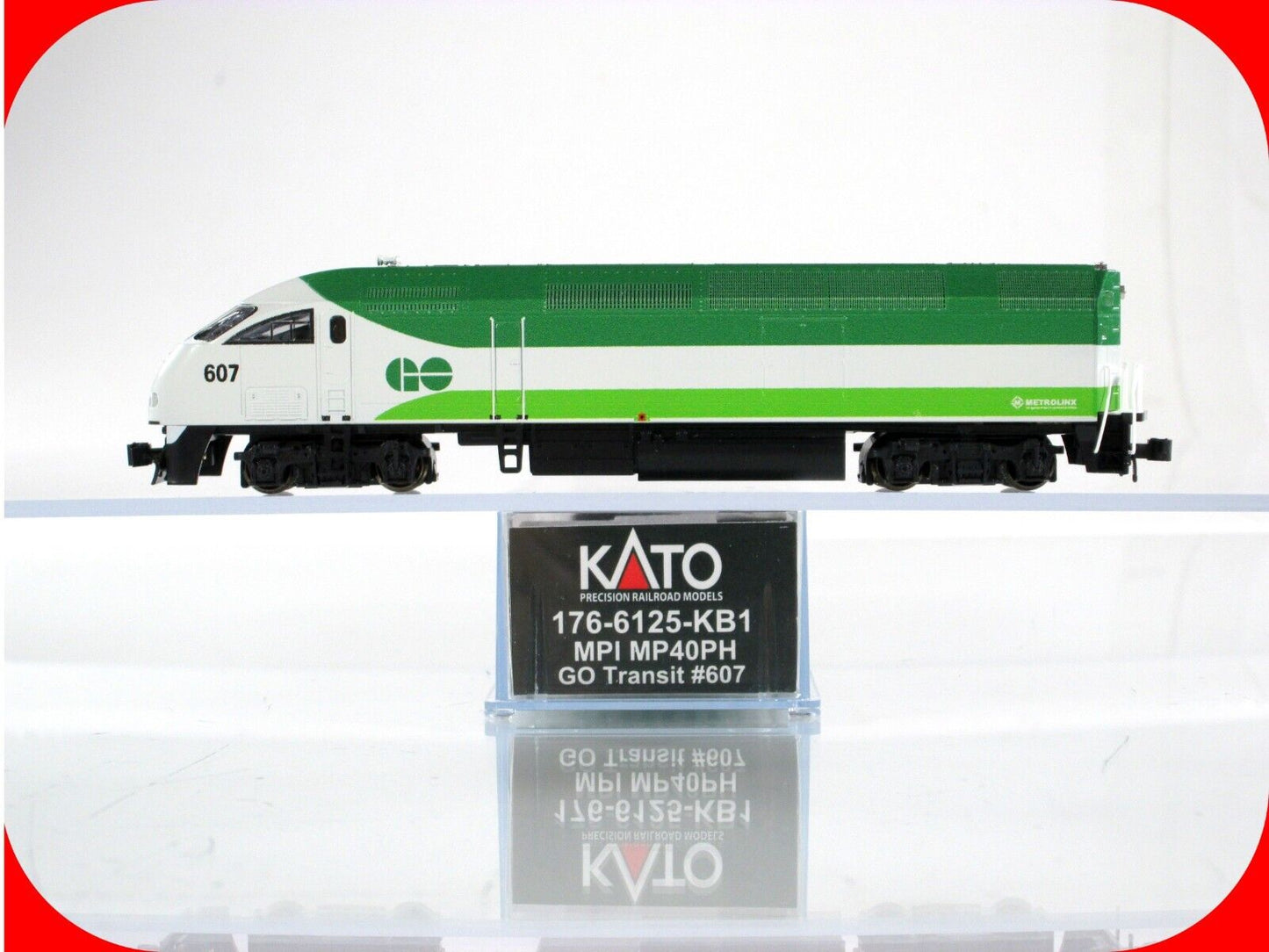 N Scale **GO TRANSIT** MPI MP40H #607 - Kato 176-6125-KB1 *KOBO Custom*, DCC Rdy