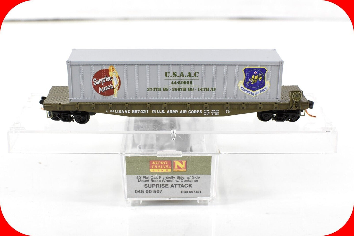N Scale *ARMY USAAC Flat Car, SURPRISE ATTACK* Container - Micro-Trains 04500507