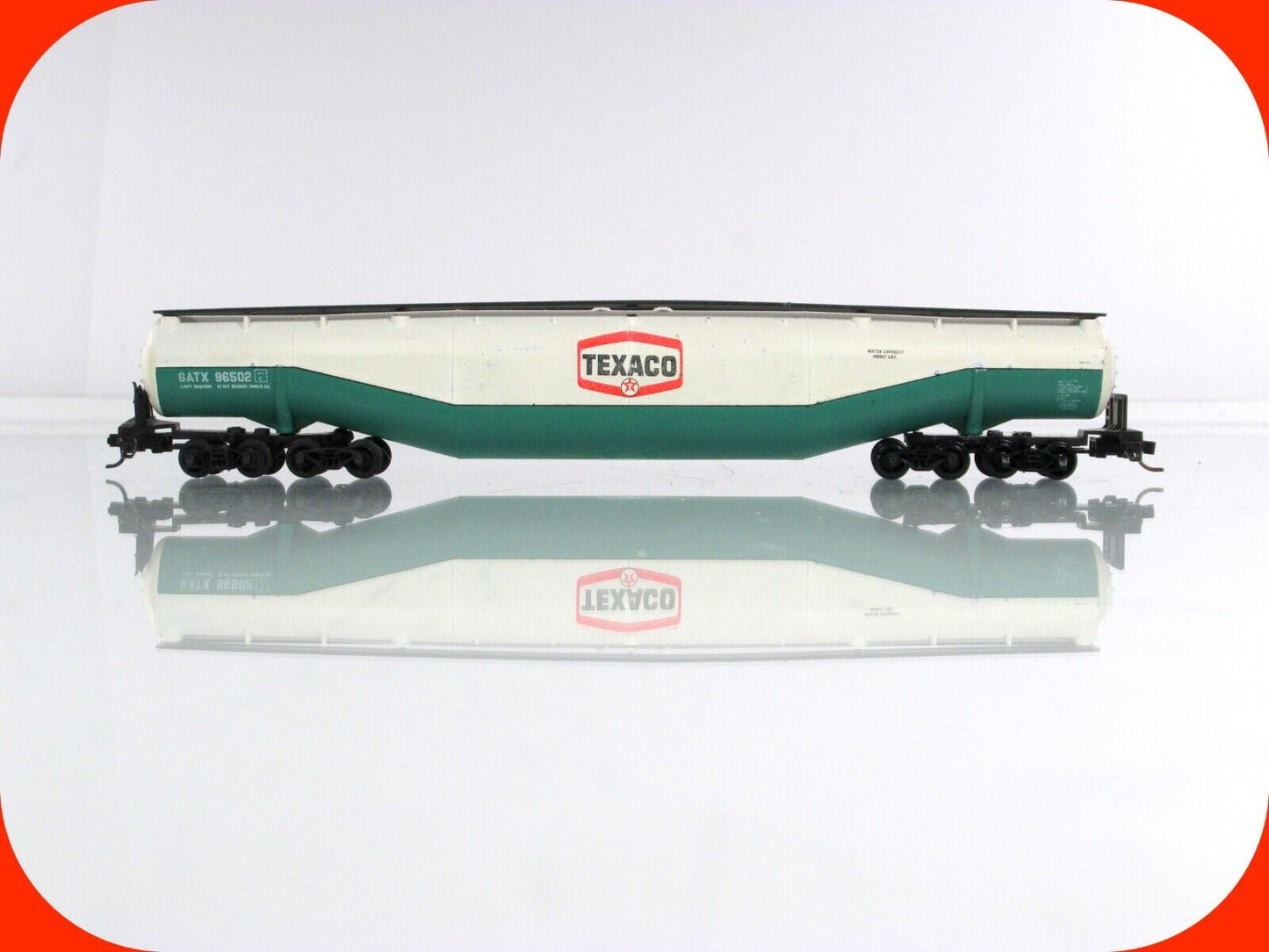 N Scale **TEXACO** 94' Jumbo Tanker, GATX 96502,  Atlas 3112, Micro Trains Cplrs