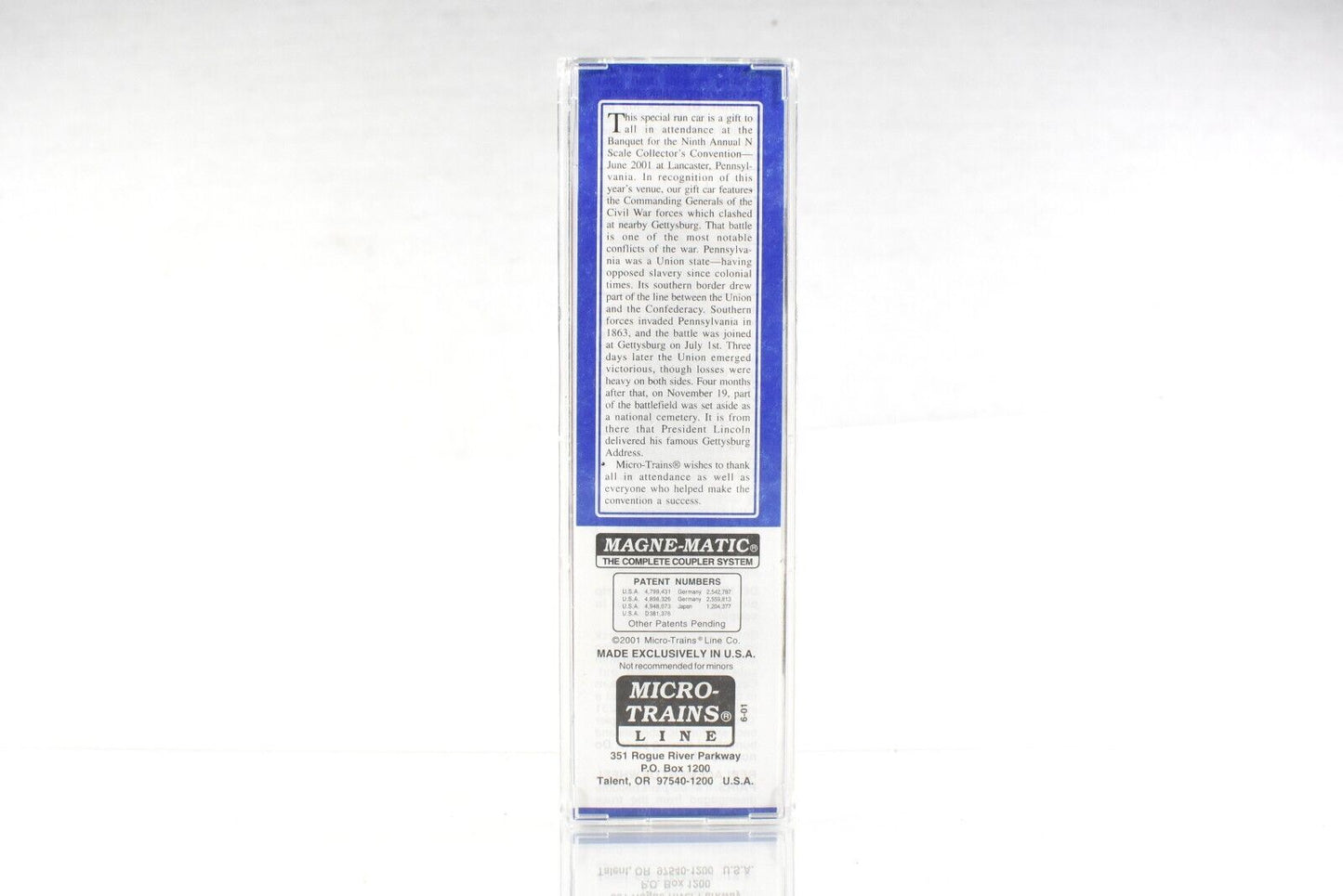 N Scale **GETTYSBURG CIVIL WAR** Box Car - GRANT vs LEE -- Micro Trains Special