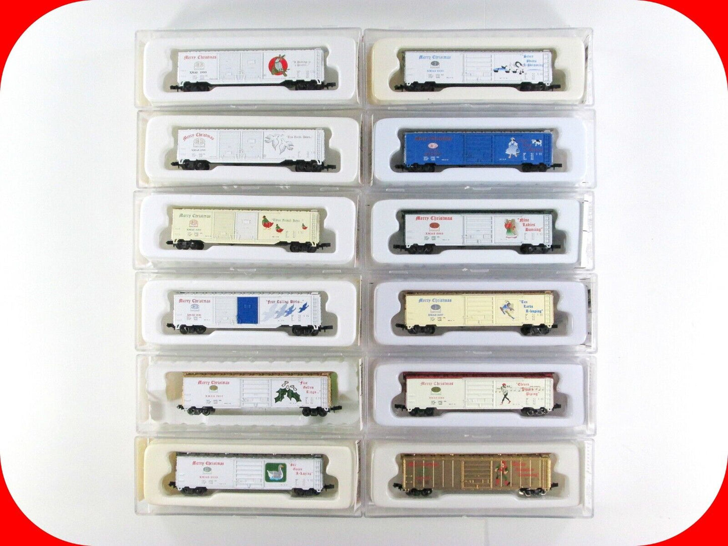 N Scale 12 DAYS OF CHRISTMAS 50' Box Car Complete Set -- Con-Cor ****VERY RARE**