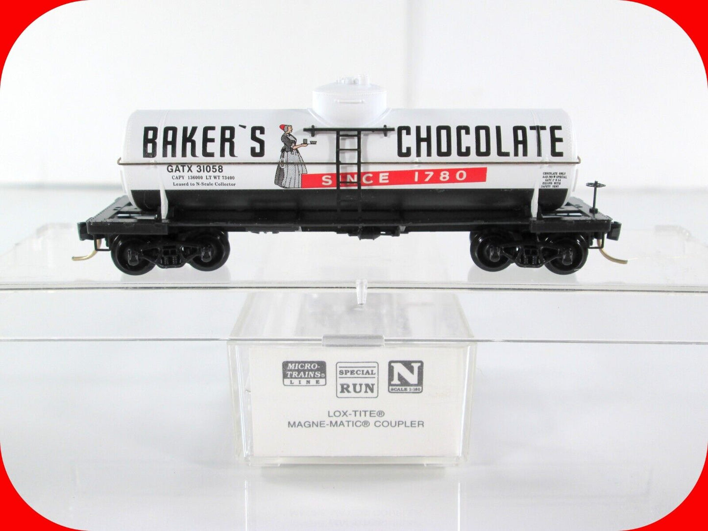 N Scale **BAKER'S CHOCOLATE** Tank Car, GATX 31058 - Micro Trains Special **RARE