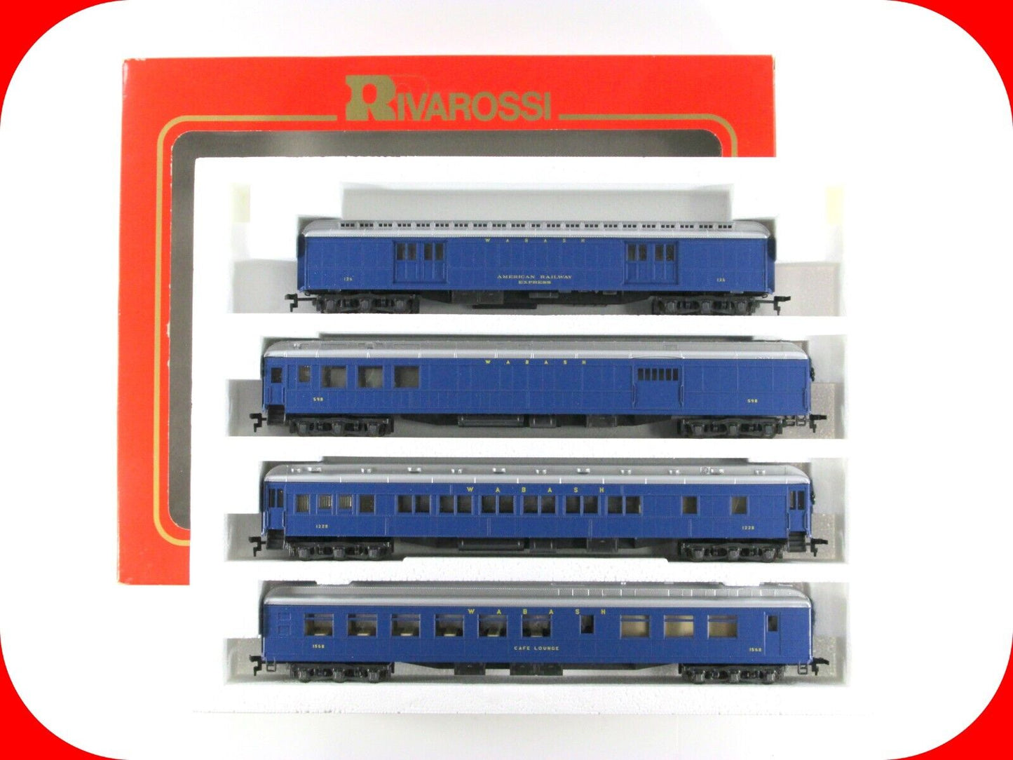 HO Scale **WABASH** 1920s Heavyweight Passenger Car 4-Pack Set A -Rivarossi 6884