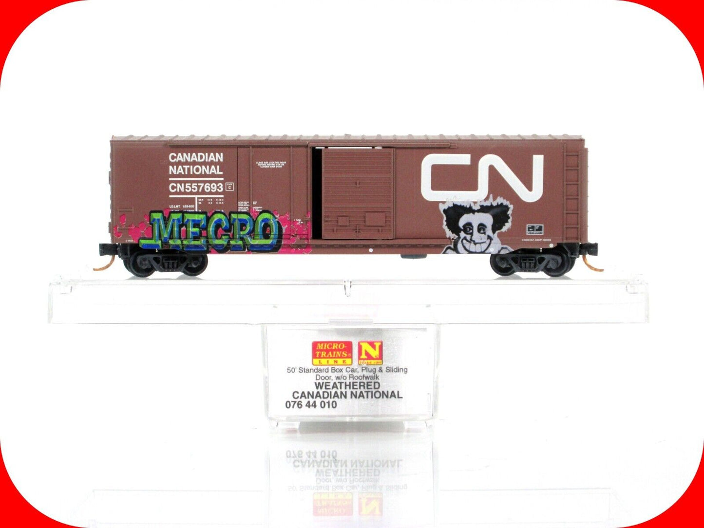 N Scale **CANADIAN NATIONAL* Graffiti 50' Box Car #557693 -Micro Trains 07644010