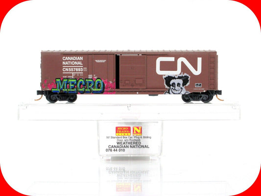 N Scale **CANADIAN NATIONAL* Graffiti 50' Box Car #557693 -Micro Trains 07644010