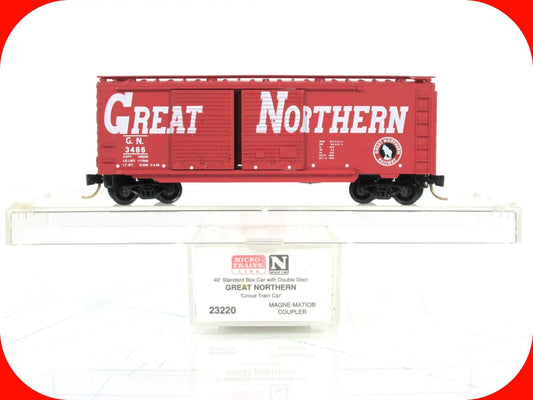 N Scale ***GREAT NORTHERN*** CIRCUS 40' Box Car, GN 3486 ---- Micro Trains 23220