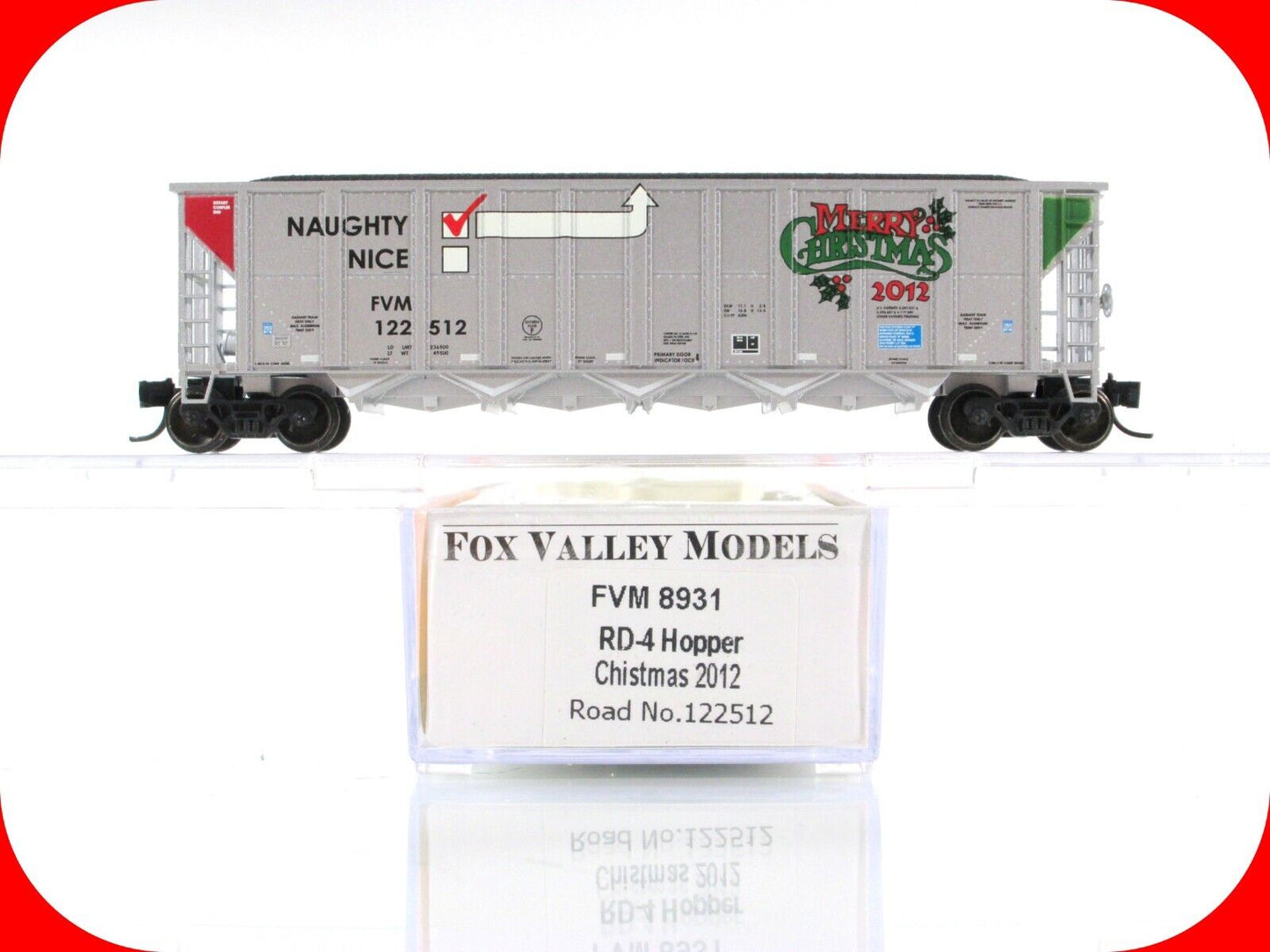 N Scale **MERRY CHRISTMAS, NAUGHTY NICE** 2012 RD-4 Hopper, Fox Valley 8931 RARE