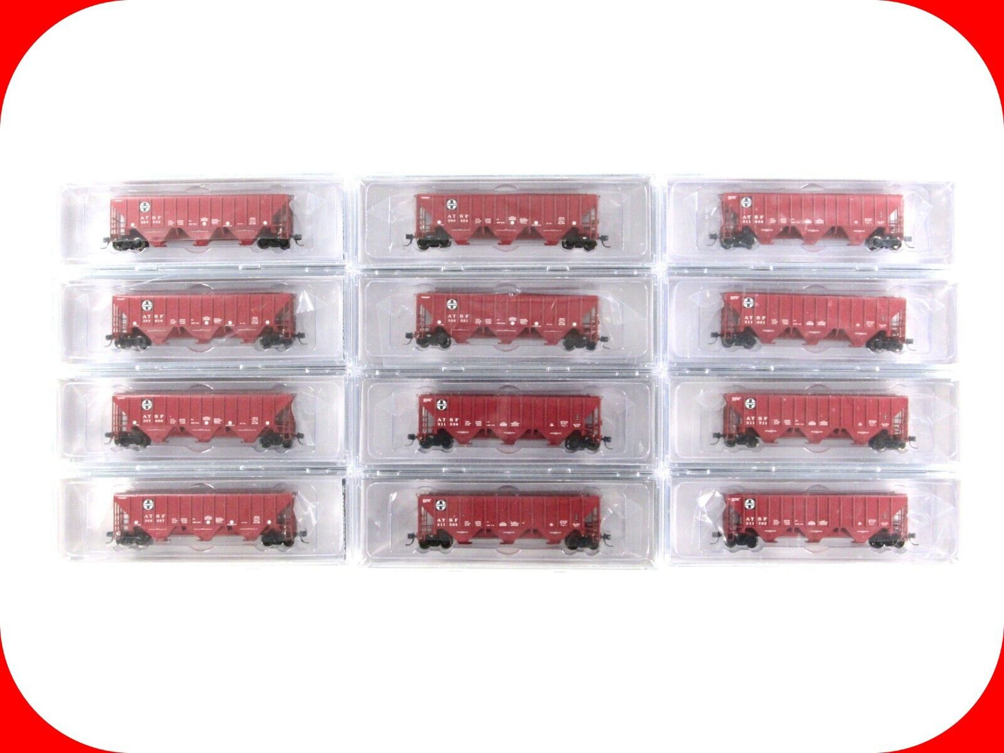 N Scale **SANTA FE** 3-Bay Covered Hopper 12-Car Set -TrainWorx FVM 24425 **RARE