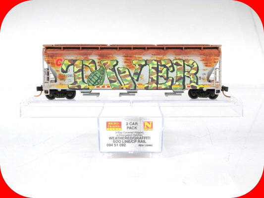 N Scale **SOO/CP RAIL** Weathered Graffiti Hopper #116982 -Micro Trains 99451092