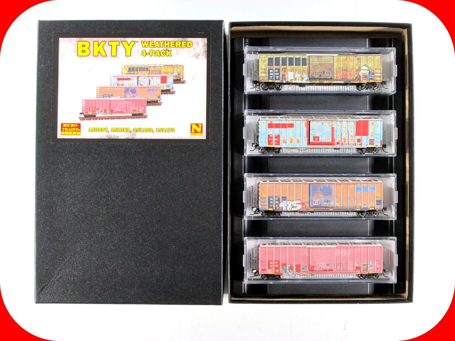N Scale **BKTY - MKT** Weathered & Graffiti Box Car Set -- Micro Trains 99305950