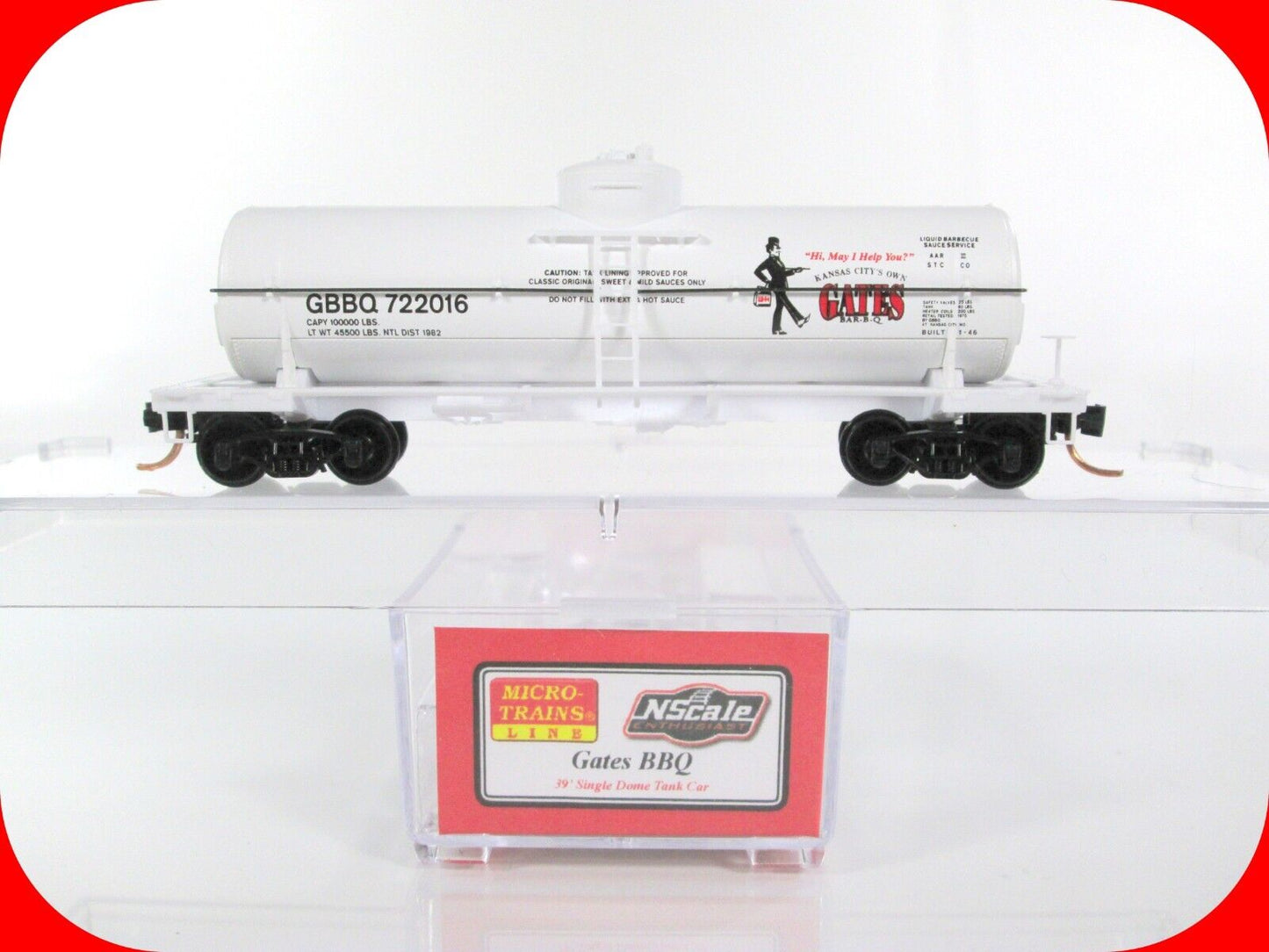 N Scale Kansas City's GATES BBQ Tank Car - GBBQ 722016 - Micro Trains *VERY RARE