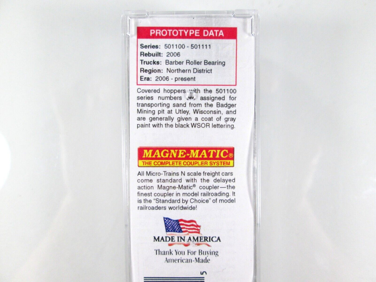 N Scale **WISCONSIN SOUTHERN** Weathered Hopper #501111 -- Micro Trains 09444340