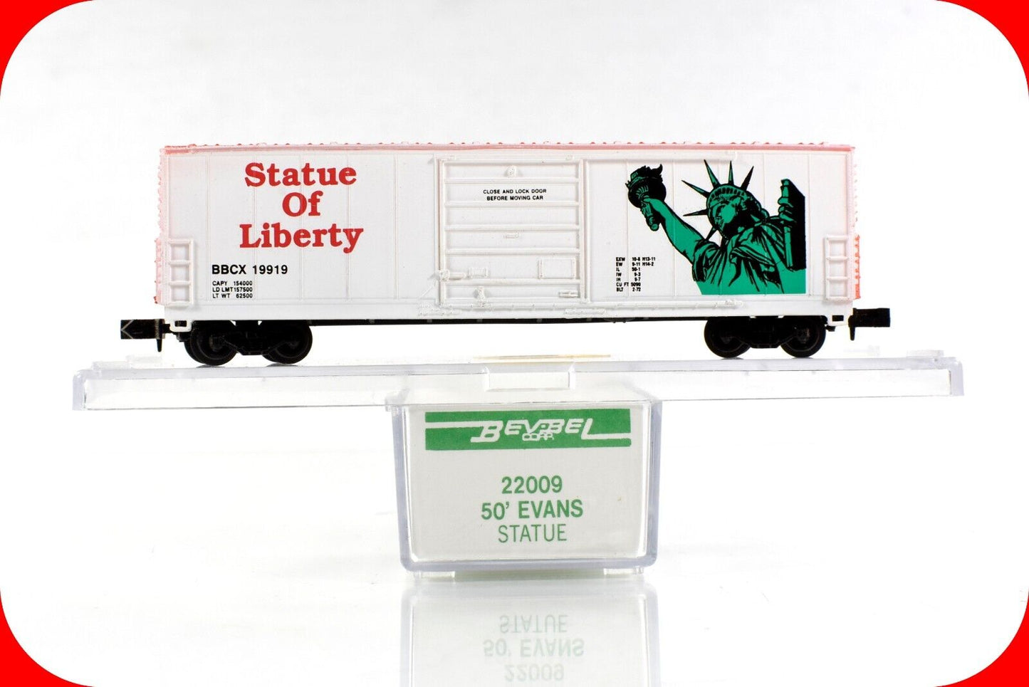 N Scale **STATUE of LIBERTY** Patriotic 50' Box Car - BBCX 19919 - Bev-Bel 22009