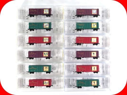 Z Scale ***12 Days Of Christmas*** 40' Box Car COMPLETE Set ------- Micro Trains