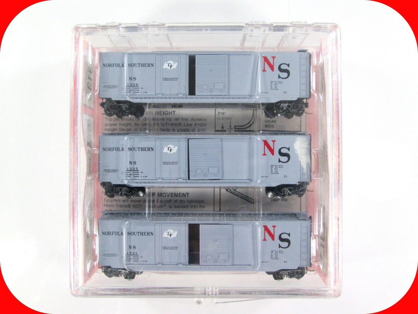 N Scale *NORFOLK SOUTHERN* Box Car 3-Pack #1331, 1335, 1339 - Micro Trains 33132